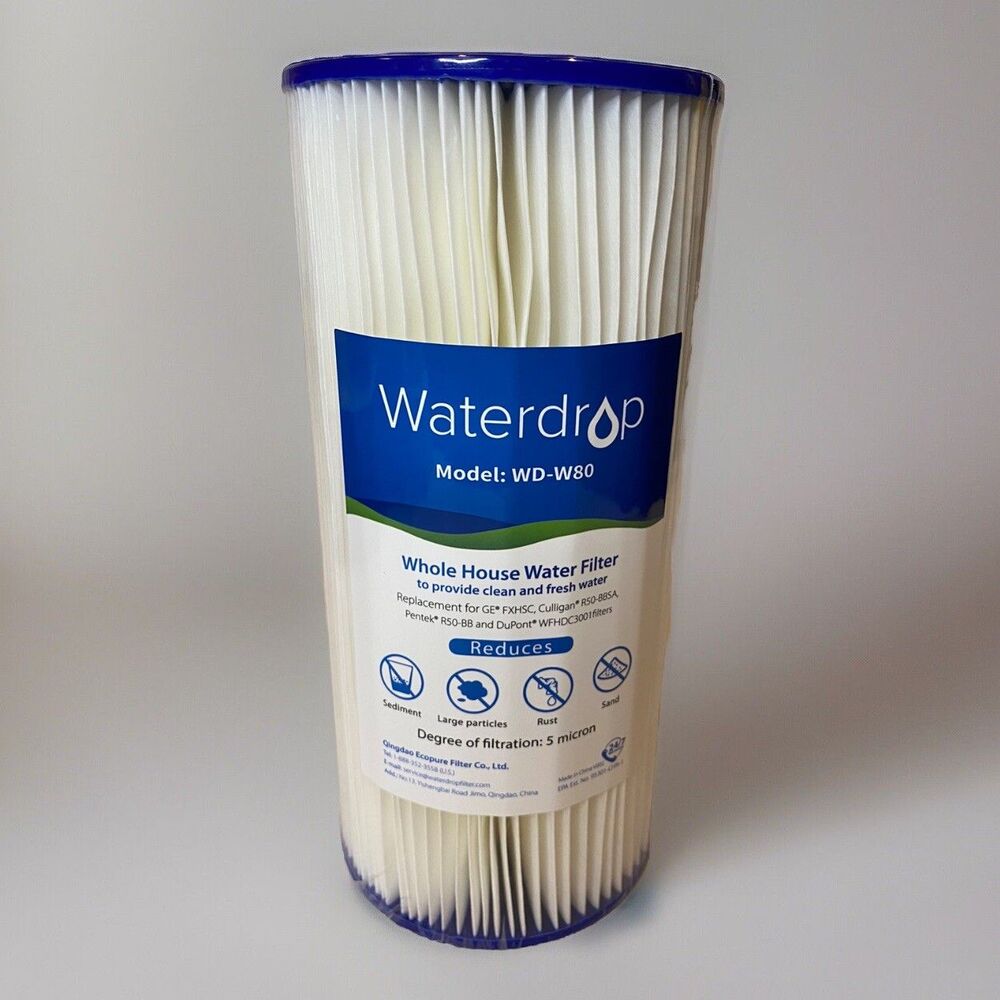 Waterdrop WD-W80 10x4.5 Water Filter 5 Micron GE FXHSC Culligan R50 Compatible